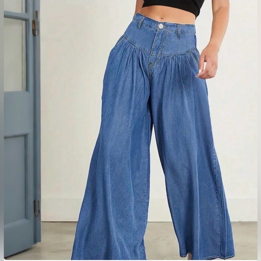 On The Road Light Blue High-Waist Wide Leg Jeans